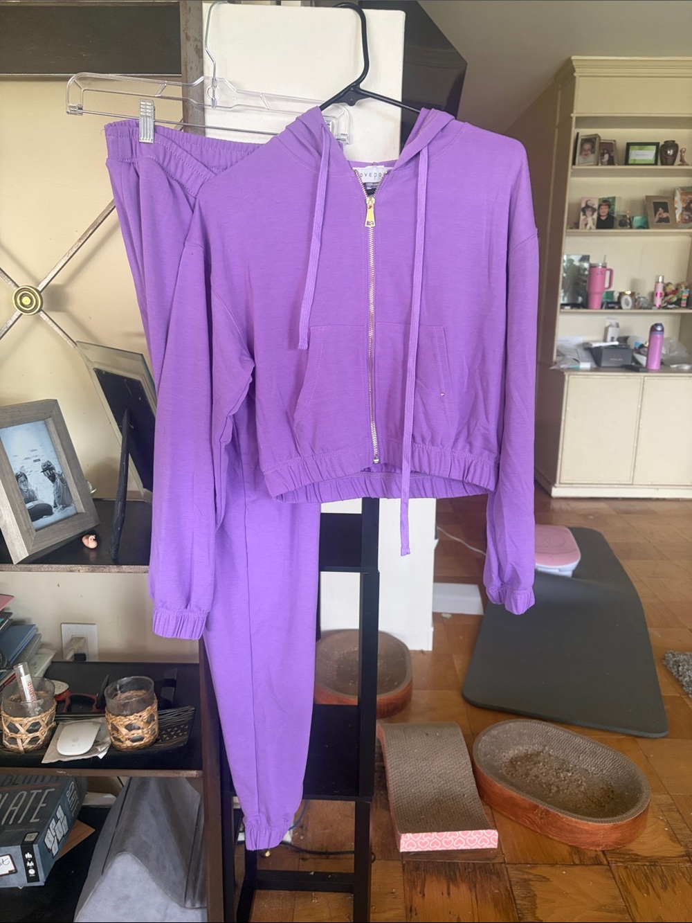 Lavender Zip Hoodie & Jogger Set - Women's Track Pants